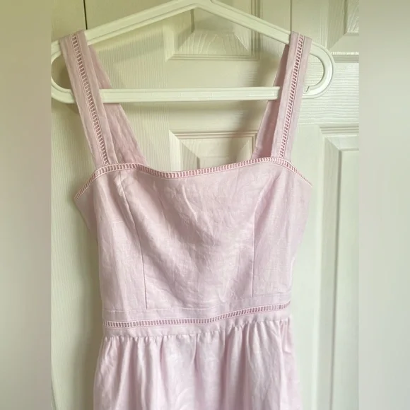 New Reformation Everett Midi Linen Sleeveless Dress - Size 6 Cherry Blossom Pink - Picture 7 of 12